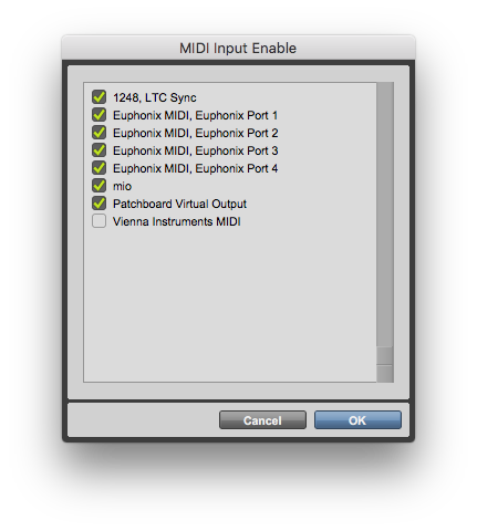 Pro Tools MIDI Input Enable